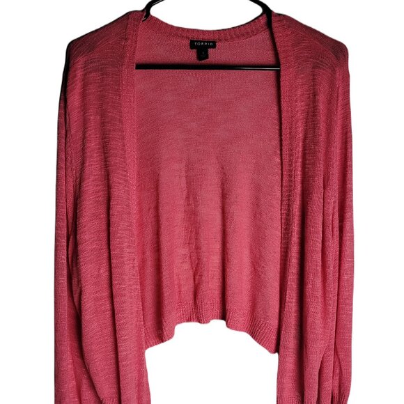 torrid Sweaters - Torrid Sweater Womens Small Pink Rayon Blend Cropped Topper Open Light Airy Soft